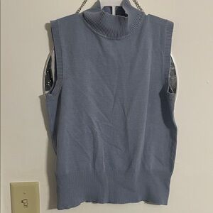 Elegant Blue Turtleneck Vest
